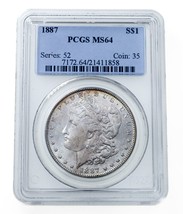 1887 $1 Silver Morgan Dollar Graded by PCGS as MS-64! Great Morgan! - £123.72 GBP