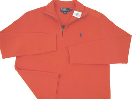 NEW! Polo Ralph Lauren Sweatshirt!  Small  1/4 Zip  Orange with Blue Polo Player - £47.95 GBP