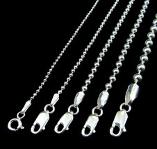 Solid 925 Sterling Silver Italian BALL/BEAD Dogtag ID Chain Necklace 1.5MM - 6MM - £16.20 GBP+
