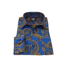 Men's Silky Paisley Floral Shirt By JT Milano AVM Slim Fit 6011-23 Royal Blue image 2
