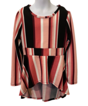 One Step Up Girls High Low Tunic Size S 7/8 Pink Striped Long Sleeve - £12.33 GBP