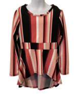 One Step Up Girls High Low Tunic Size S 7/8 Pink Striped Long Sleeve - £12.27 GBP