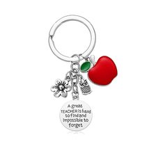 Stainless Steel Thank You Teacher Ring Holder Apple Love Heart Teachers Keychain - £8.89 GBP