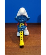 Smurfs 20048 Clarinet Playin Smurf Flautist Flute Oboe Vintage Figure Fi... - $13.63 CAD