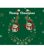 Adorable Christmas Snowman Earrings - Enamel Drop Dangle Holiday Jewelry - $5.89