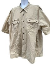 Cabela&#39;s Shirt Button Front Safari Series Short Sleeve Mens 3XL Khaki Ut... - £15.85 GBP