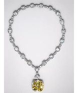 40Ct Asscher Cut Simulated Yellow Citrine Diamond Necklace925 Silver Gol... - $6,597.00 MXN