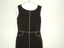 VTG Dress 90&#39;s Women&#39;s Sheath Black LBD Sleeveless White Piping USA made... - £15.85 GBP