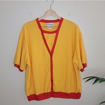 NWT Vintage Donnkenny | Mustard with Red Trim Faux Twinset Womens Plus 2X - £22.77 GBP