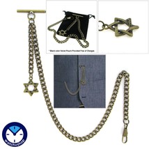 Albert Chain Bronze Pocket Watch Chain for Men Star Design Fob AC61N - $17.99