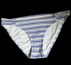 Xhilaration Swim Bottom Blue White Stripe Cheeky Fit Sized Medium - £4.66 GBP