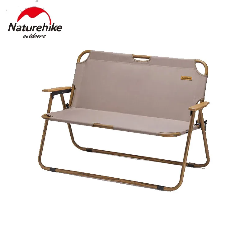 Utdoor portable folding 2persons wood grain armchair chair picnic beach fishing bearing thumb200