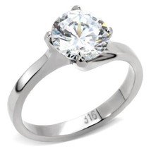 4Ct Round Solitaire 4 Claws Prong Simulated Diamond Stainless Steel Wedding Ring - £45.82 GBP