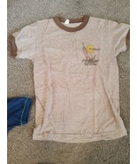Vintage Rare 70s 80&#39;s T-Shirt Contraste Freeport Bahama&#39;s Marron Voile S... - $66.25 CAD