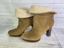 UGG Dandelion Ankle Chestnut Brown Suede Leather Boots Bootie Womens Size 11 - £60.93 GBP
