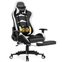 Massage Gaming Chair with Footrest-White - $238.74