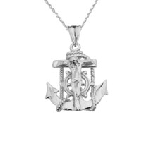 925 Sterling Silver Crucifix Anchor Small Pendant Necklace - £15.90 GBP+