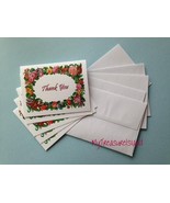 Floral Thank You Card Floral Border Motif 1Thank You Blank Handmade Gree... - £7.08 GBP