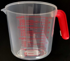 4 Cup (1 liter) Measuring Cups Polypropylene Calibrated oz &amp; mL 1/Pk Red... - $3.95