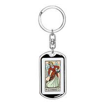Tarot Card The Temperance Swivel Keychain Dog Tag Stainless Steel or 18k Gold - £31.61 GBP