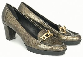 Stuart Weitzman Womens Duplicate Otter Sioux Croco Patent Pump Shoes 8.5 RARE - £89.39 GBP