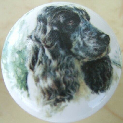 Ceramic Cabinet Knobs Knob w/ Cocker Spaniel Monica #1 Blk DOG - $4.55