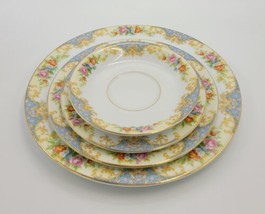 Rare Vtg Noritake Gold Rimmed Floral Porcelain Plates - 4 Piece Place Setting - £19.83 GBP