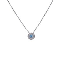 0.53 Ct. tw. Blue Topaz And Diamond Pendant On Cable Link Chain 14K - £299.92 GBP