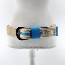 Nine West Women&#39;s Tan Bright Sky Blue Single Prong Fashion Belt Nylon Single XL - $20.57