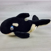 Vintage Shamu Sea World 10&quot; Plush Stuffed Orca Killer Whale w Blue Eyes - $17.45