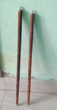 Lot de 2 bâtons de marche antiques en bois massif uniquement, décoration de... - £33.02 GBP
