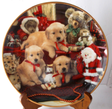 Christmas Cheer Puppies Franklin Mint 8&quot; Plate Royal Doulton Limited Edition - $17.81