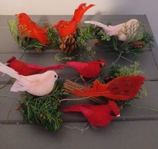 Vintage Lot Christmas Florals Poinsettia Picks Stems Decor Wreath Birds ... - £19.93 GBP