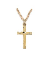 24K Gold Plate over Sterling Silver Cross Pendant with Diamond Cut Accen... - £100.89 GBP