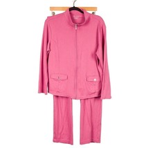 Tog Shop Womens Active Wear Set L Pink Zipper Pockets Stretch Jacket Pants - £17.29 GBP