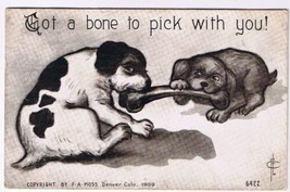 Comic Postcard F A Moss Got A Bone To Pick Artist Signed 1909 - $2.96