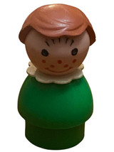 Vintage Fisher Price Little People Girl Brown Hair Green Collared - $6.92