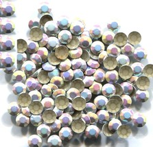 Rhinestuds Faceted Metal 4mm Ab Silver Hot Fix 1 Gross - £4.62 GBP
