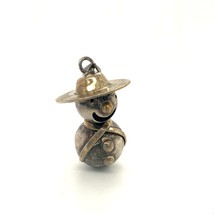 Vintage Sterling Signed 925 Mexico Happy Snowman Winter  Ornament Charm Pendant - $84.15