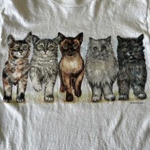 Vintage T-Shirt Short Sleeve Prints Of Tails Size MEDIUM 5 Cats Front &amp; ... - £29.08 GBP