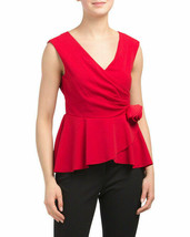 New Adrianna Papell Red Peplum Rosette Top Blouse Size 14 Size 16 Size 18 $109 - £40.35 GBP+