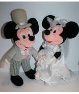 Mickey &amp; Minnie Mouse Bride Groom Wedding Dress 12&quot; Plush Gray Tails Top... - £34.11 GBP