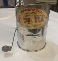 Vintage Bromwell Metal Flour Sifter With Brown Wooden  Handle &amp; Original... - $11.88