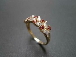 2.50Ct Marquise Cut Diamond &amp; Red Garnet Wedding Ring Solid 14K Yellow Gold Over - £69.86 GBP