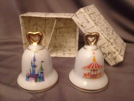 Vintage Disney Carousel Cinderella Castle Bell Salt and Pepper Shakers  With Box - £8.02 GBP