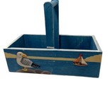 Seagull Coastal Wooden Tote Box Catchall Carrier 7.5 inch - $11.76