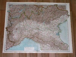 1930 Original Vintage Map Of Northern Italy Venice Milan Turin Lombardy - $28.85