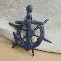 Ship Wheel Anchor Paper Holder Clip Cast Iron Wall Hanging - £14.24 GBP