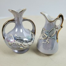 Vintage Mini Pitcher &amp; Vase Porcelain Handpainted 2.5&quot; Tall - $14.96