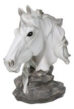 Wild and Free White Stallion Equine Horse Bust On Rocky Pillar Base Figu... - €13,82 EUR